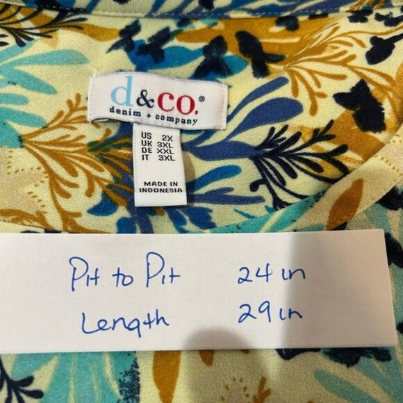 Denim & co. 2X Floral Print Women's Top - Picture 2 of 5